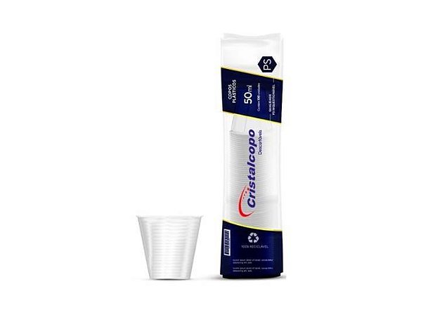 COPO DESCARTAVEL 50 ML CRISTALCOPO TRANSPARENTE C/ 100 UNIDADES