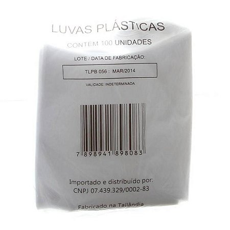 TALGE LUVA PLASTICA DESCARTAVEL COM 100 UNIDADES