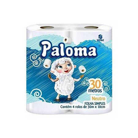 PAPEL HIGIENICO FOLHA SIMPLES PALOMA 04 ROLOS X 30 METROS