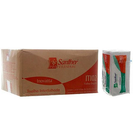 SANTHER TOALHA DE PAPEL INOVATTA FOLHA DUPLA INTERFOLHA 10 X 240 FLS ITI02