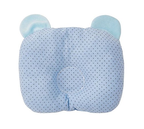 Travesseiro Bebê Anatômico Com Orelinhas Xis Azul - Papi