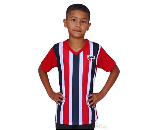 Camiseta Infantil São Paulo Tricolor Listrada Oficial