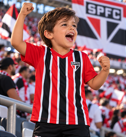 Camiseta Infantil São Paulo Tricolor Listrada Oficial