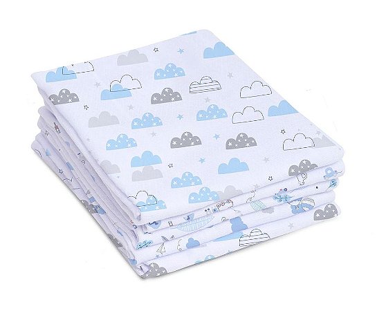 Kit Fralda Bebê Super Luxo Mami Com 5 Pçs Azul Papi