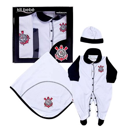 Kit Bebê Corinthians Saída de Maternidade Plush Oficial