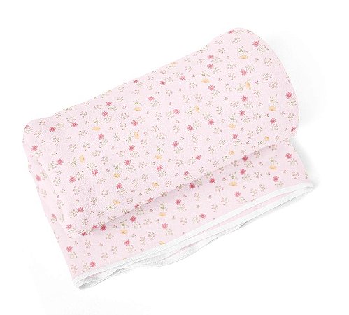 Cobertor Bebê Flanelado Floral Rosa 1,10m X 90cm Papi