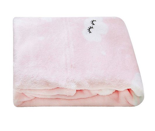 Cobertor Bebê Microfibra Rosa Cílios 1,10m X 85Cm Papi