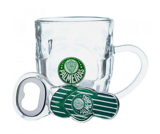 Caneca De Vidro Com Abridor Palmeiras 310ml