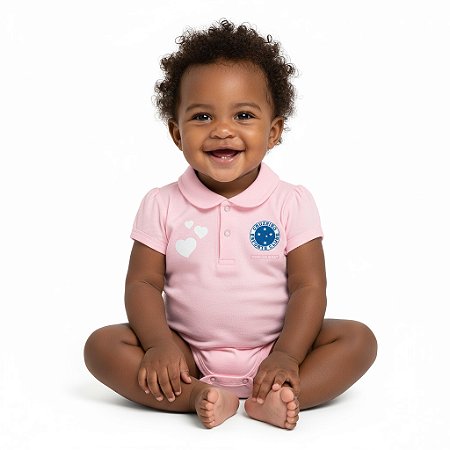 Body Cruzeiro Polo Rosa Torcida Baby Oficial