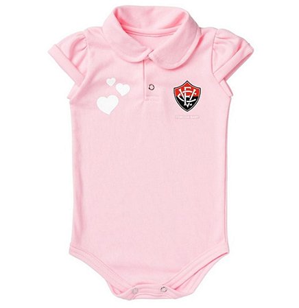 Body Polo Vitória Rosa Torcida Baby Oficial