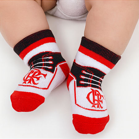 Meia Bebê Flamengo Estampa de Tênis Oficial