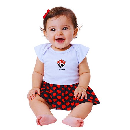 Body Vestido Vitória Corações Torcida Baby