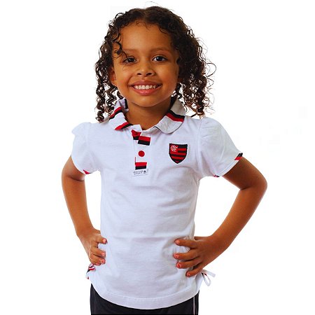 Camisa Polo Infantil Flamengo Feminina Oficial