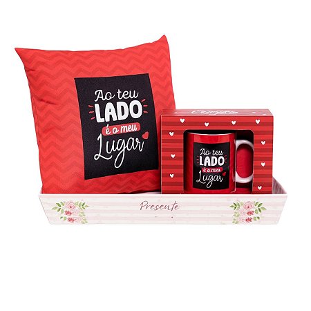 Kit De Amor Almofada E Caneca Cesta De Presente Romântico
