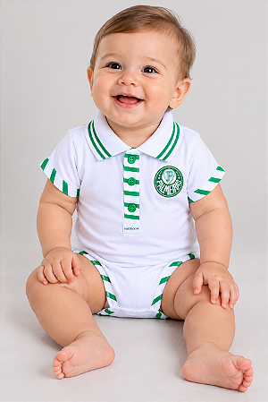 Body Bebê Palmeiras Polo Manga Curta Menino Oficial