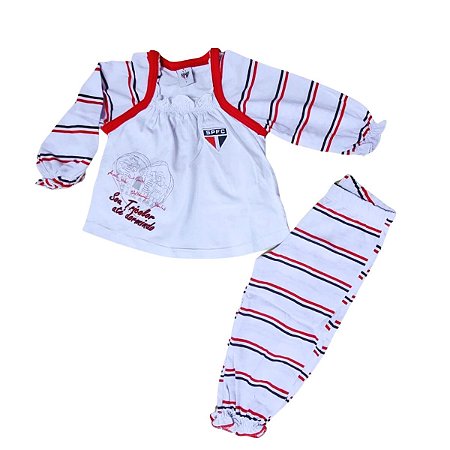 Pijama Infantil São Paulo Longo Feminino Oficial