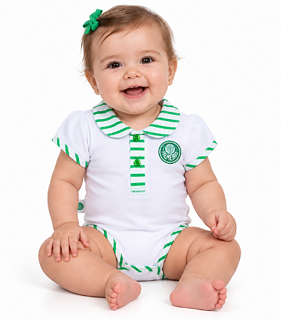 Body Palmeiras Manga Curta Feminino Oficial