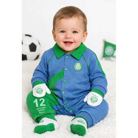 Macacão Bebê Goleiro Palmeiras Com Luvas Oficial