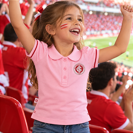 Camisa Polo Infantil Internacional Rosa Oficial