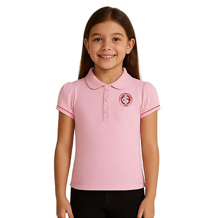 Camisa Polo Infantil Internacional Rosa Oficial