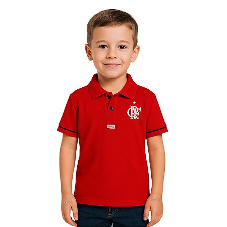 Camisa Polo Infantil Juvenil Flamengo Vermelha Oficial