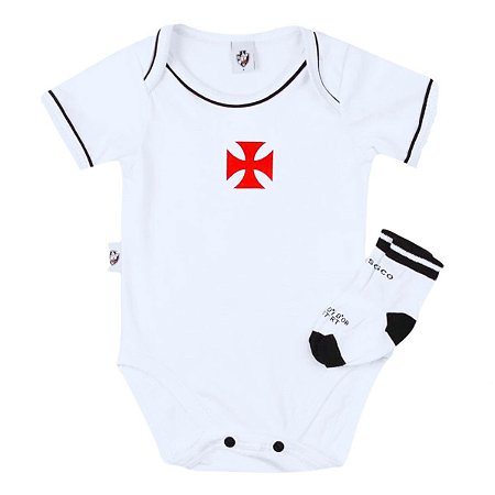Kit Bebê Com Body e Meia Vasco Oficial