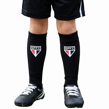 Meião Futebol São Paulo FC Infantil Juvenil Preto Oficial