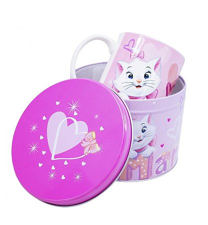 Caneca De Porcelana Na Lata Gatinha Marie 350ml