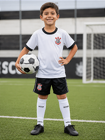 Uniforme Corinthians Bebê Infantil Juvenil Branco Oficial