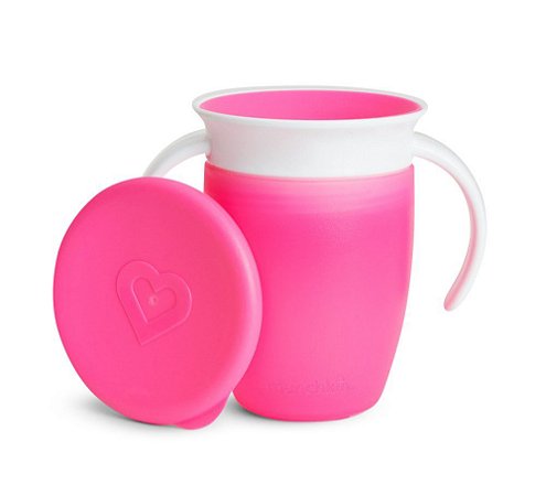 Copo 360º Miracle Cup Com Tampa 207ml Rosa Munchkin