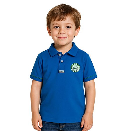 Camisa Polo Infantil Juvenil Palmeiras Azul Oficial