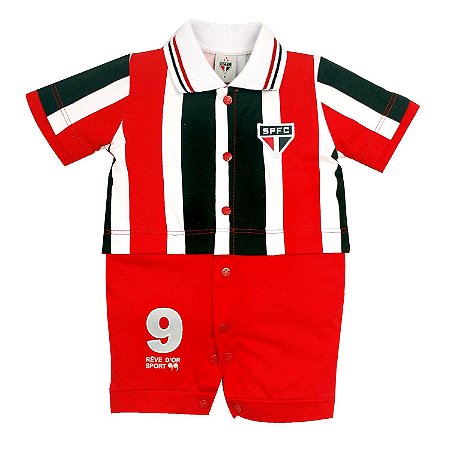 Macacão Bebê São Paulo Uniforme Campo Oficial