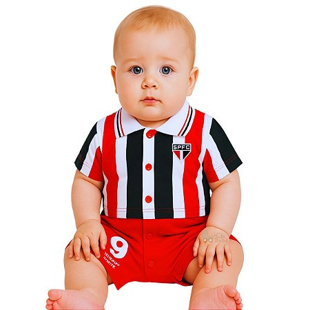 Macacão Bebê São Paulo Uniforme Campo Oficial
