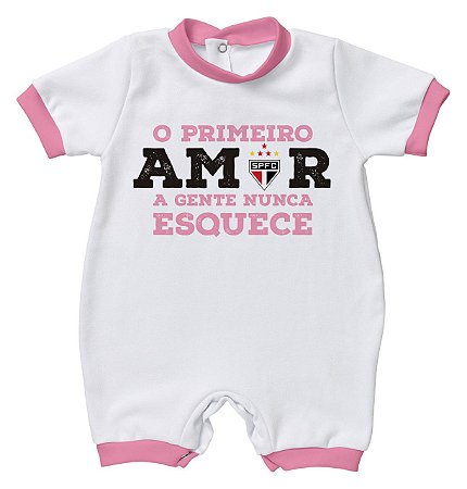 Macacão Bebê São Paulo Primeiro Amor Rosa - Torcida Baby