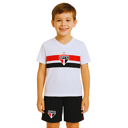 Uniforme Infantil São Paulo Com Camiseta e Shorts Oficial