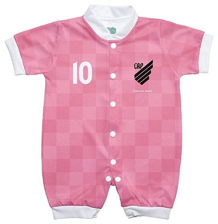 Macacão Bebê Athlético PR Curto Rosa Torcida Baby