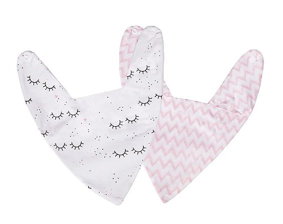 Kit Babador Bandana Bebê Com 2 Pçs Chevron Rosa Papi