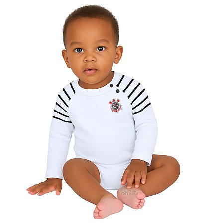 Body Corinthians Manga Longa Escudo Bordado Oficial