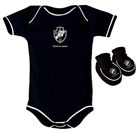 Body e Pantufa Vasco Preto Torcida Baby