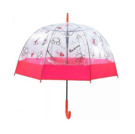 Guarda Chuva Infantil Transparente E Vermelho Minnie