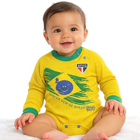 Body São Paulo Amarelo Brasil Manga Longa Oficial