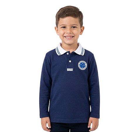 Camisa Polo Infantil Cruzeiro Manga Longa Oficial