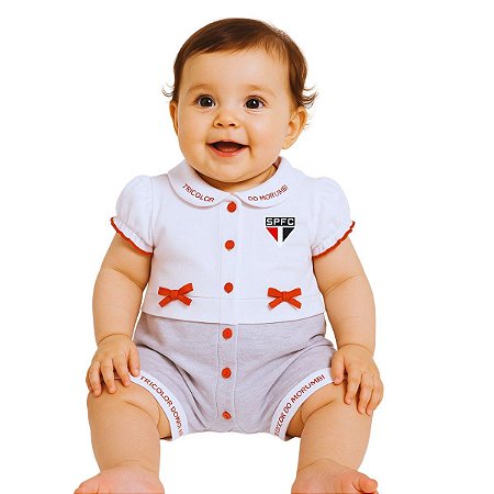 Macacão Bebê São Paulo Oxford Feminino Oficial