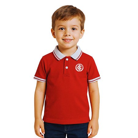 Camisa Infantil Internacional Polo Vermelha Oficial