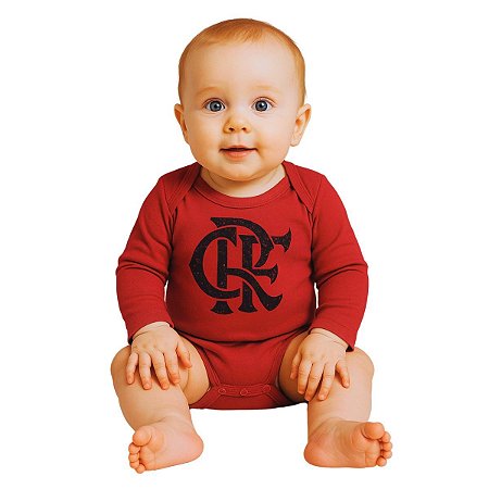 Body Bebê Flamengo Manga Longa Escudo Oficial