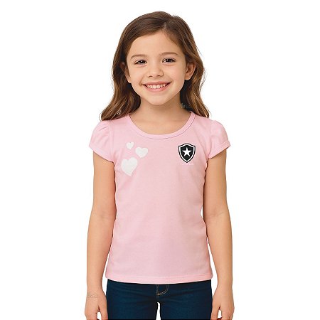 Camisa Infantil Botafogo Baby Look Rosa Oficial