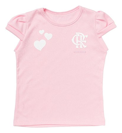 Camisa Infantil Flamengo Baby Look Rosa Oficial - Cia Bebê