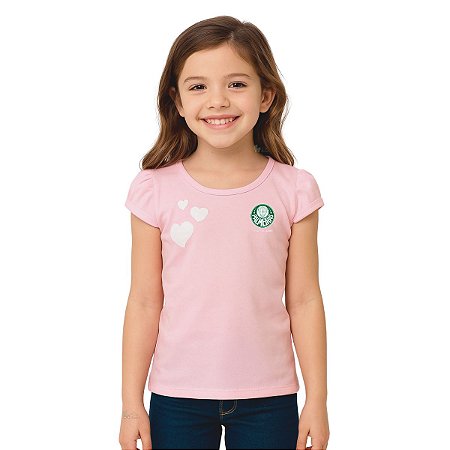 Camisa Infantil Palmeiras Baby Look Rosa Oficial