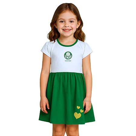 Vestido Infantil Palmeiras Canelado Torcida Baby