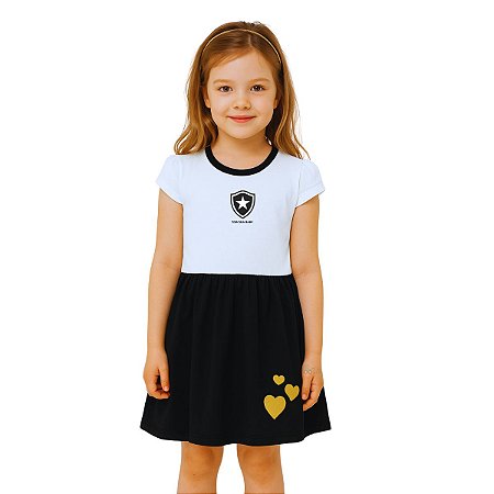 Vestido Infantil Botafogo Canelado Torcida Baby